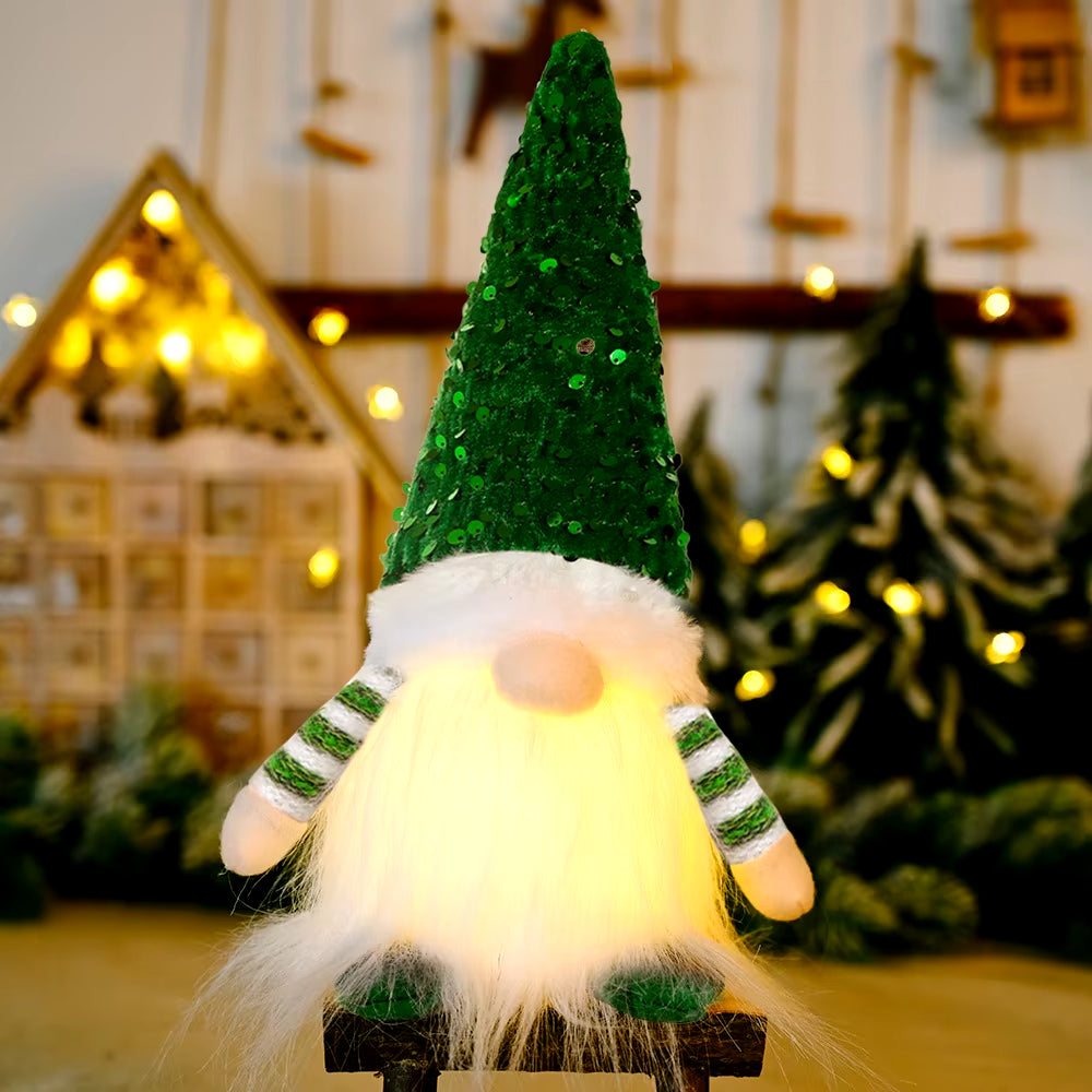 30Cm Glowing Gnome Christmas Decorations 2024 Faceless Plush Dolls Elf Home Ornaments Navidad New Year 2024 Gift