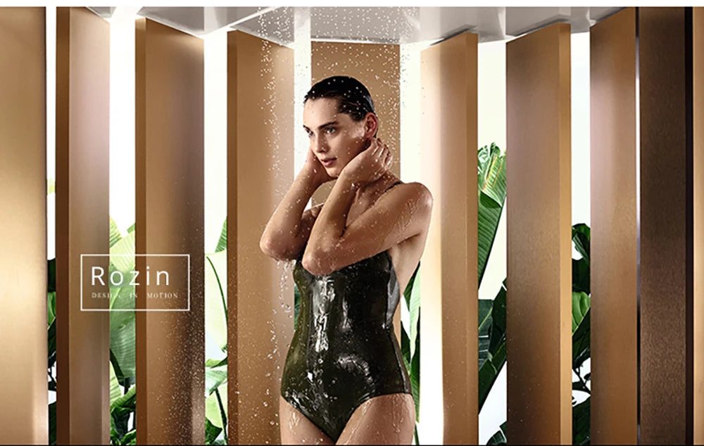 rozin Touchless Sensor Basin Faucet Smart Digital Display Bathroom Sink Faucets Grey Brass Sense Hot Cold Water Mixer Tap Crane