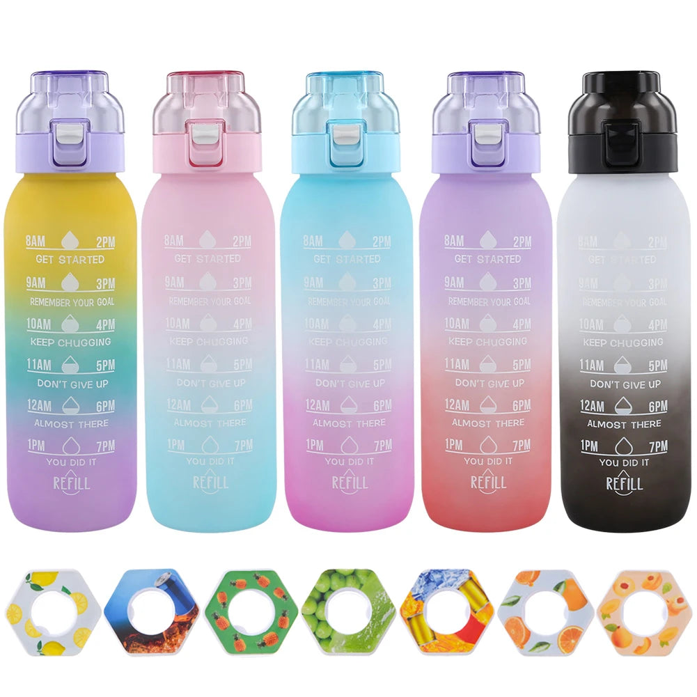 1000ML Fragrance Smelling Water Bottle Portable Air WaterUp Bottle Scent Straw Water Cup with 1/7 Flavor Pod for Outdoor Sports
