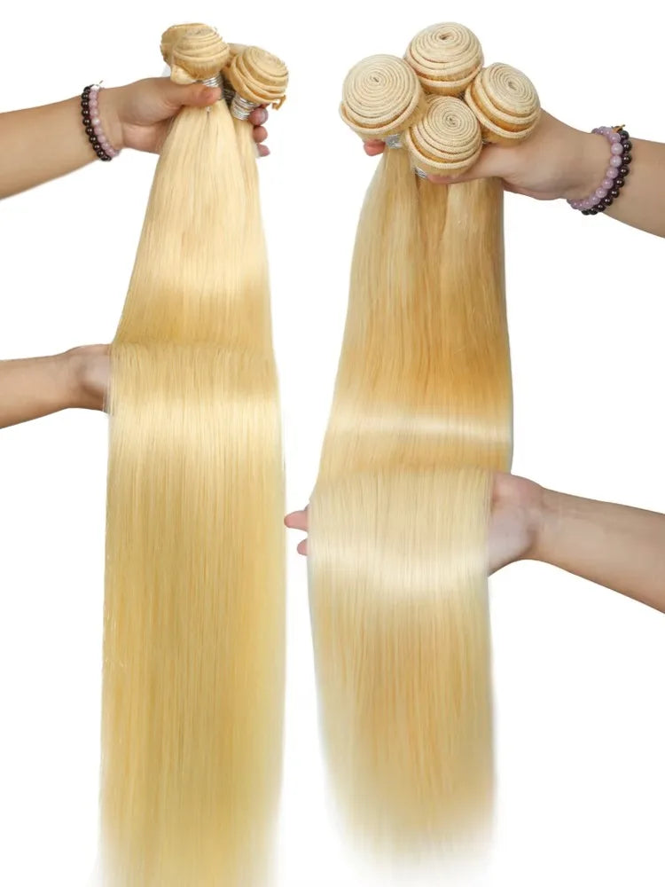 1 3 4 613 Blonde Straight Hair Bundles Brazilian Remy Human Hair Extension Honey Blonde Bundle Deals 28 30 32 34 36 38 40 Inches