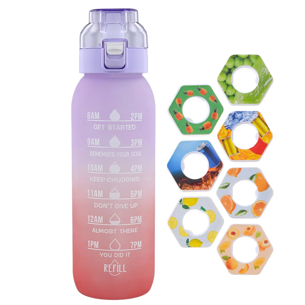 1000ML Fragrance Smelling Water Bottle Portable Air WaterUp Bottle Scent Straw Water Cup with 1/7 Flavor Pod for Outdoor Sports
