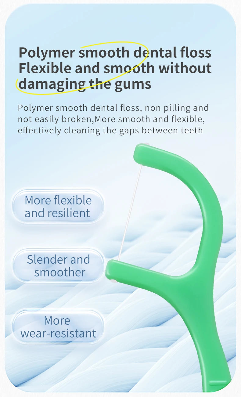 300pcs Mint Adult Dental Floss Sticks - Ultra-Fine Flosser Home Set - Portable Toothpick Thread Dental Floss Box