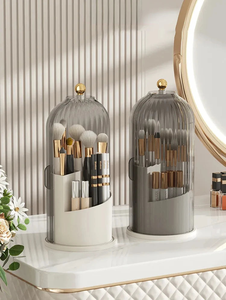 360° rotary makeup brush holder with cover Luxury cosmetics lipstick eyebrow pencil holder eye shadow storage box