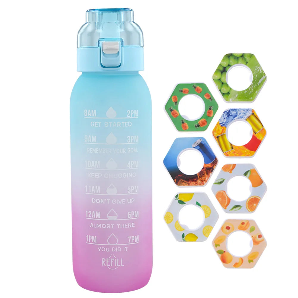 1000ML Fragrance Smelling Water Bottle Portable Air WaterUp Bottle Scent Straw Water Cup with 1/7 Flavor Pod for Outdoor Sports