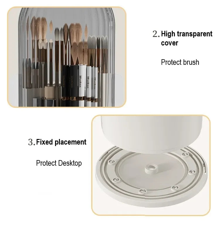 360° rotary makeup brush holder with cover Luxury cosmetics lipstick eyebrow pencil holder eye shadow storage box