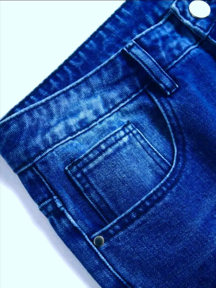 Men's fashionable blue washed jeans