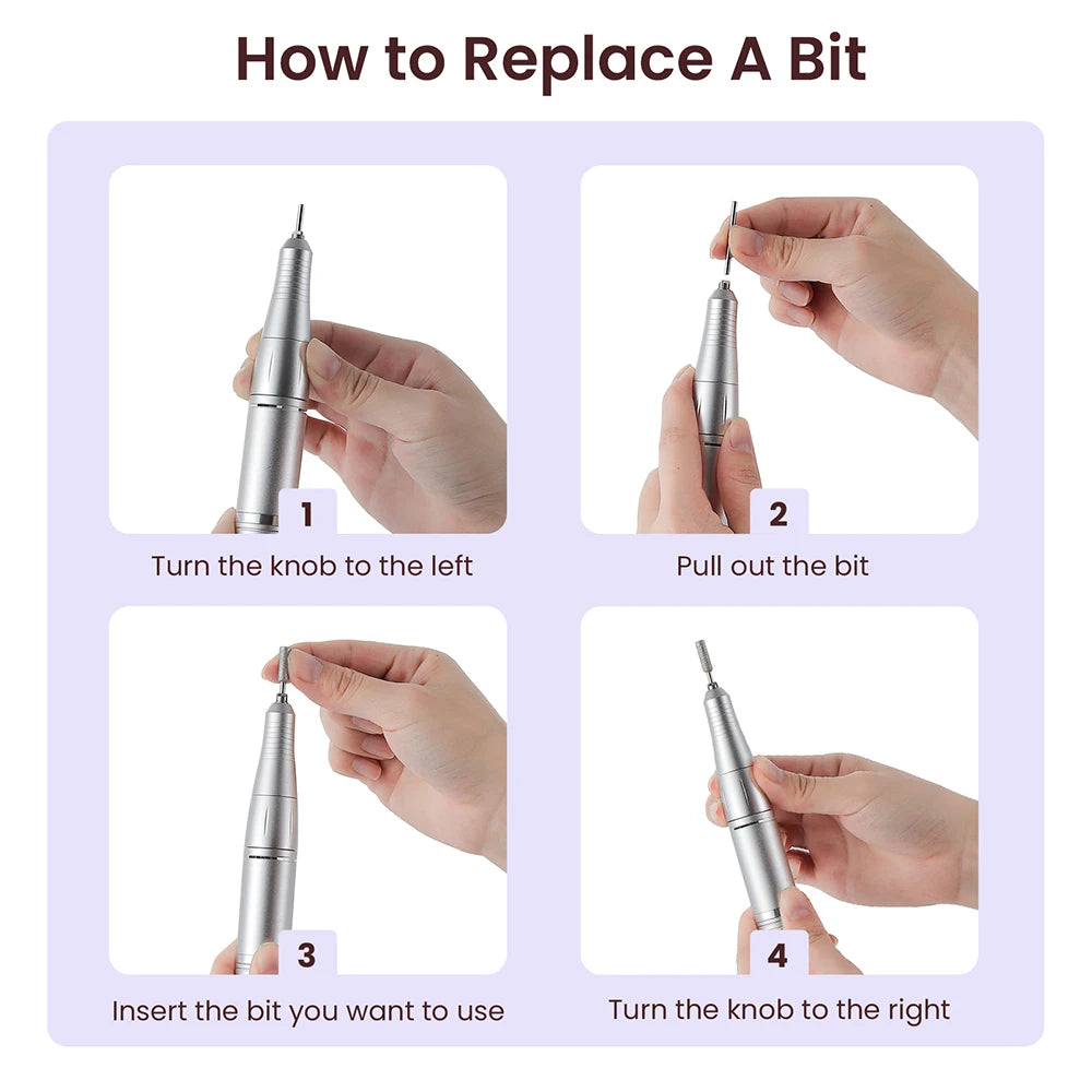 45000RPM Nail Drill Machine Rechargeable Nail Drill Milling Machine Portable Wireless Manicure Grinder Nail Polisher Cutter Kit