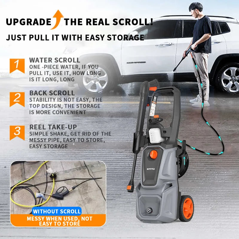 1400W/1800W/2200W Car Washing Machine High Pressure Water Gun 220V Booster Water Pump Floor Cleaning Machine Portable Car Washer