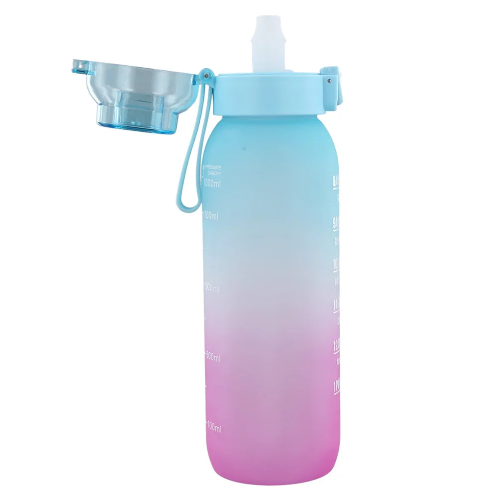 1000ML Fragrance Smelling Water Bottle Portable Air WaterUp Bottle Scent Straw Water Cup with 1/7 Flavor Pod for Outdoor Sports