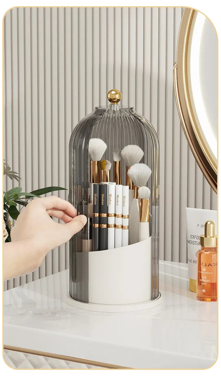 360° rotary makeup brush holder with cover Luxury cosmetics lipstick eyebrow pencil holder eye shadow storage box