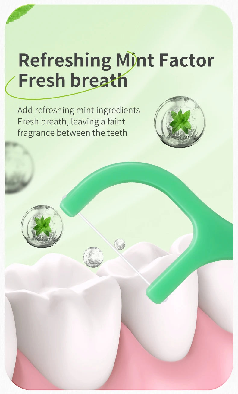 300pcs Mint Adult Dental Floss Sticks - Ultra-Fine Flosser Home Set - Portable Toothpick Thread Dental Floss Box