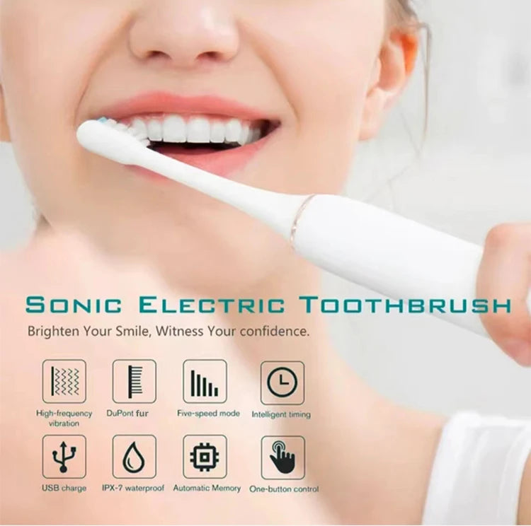 Electric Ultrasonic Toothbrush Six Speed Mode Home Soft Hair USB Charging Waterproof Adult Tooth Cleaner Automatic Couple Set-