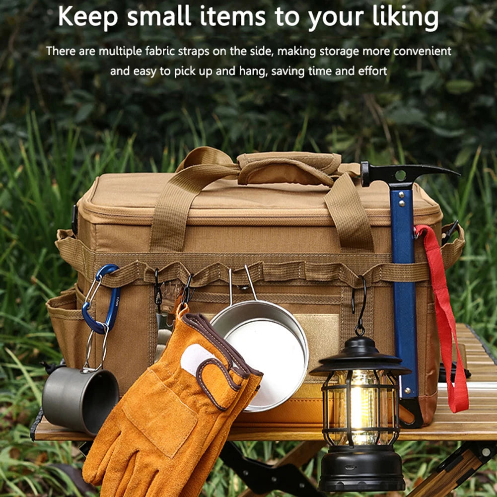 30L Camping Cooking Utensil Organizer Large Capacity Car Trunk Storage Bag Detachable Multifunctional Camping Stove Storage Case