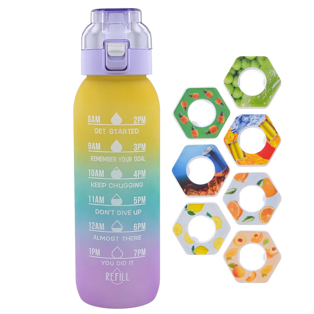 1000ML Fragrance Smelling Water Bottle Portable Air WaterUp Bottle Scent Straw Water Cup with 1/7 Flavor Pod for Outdoor Sports