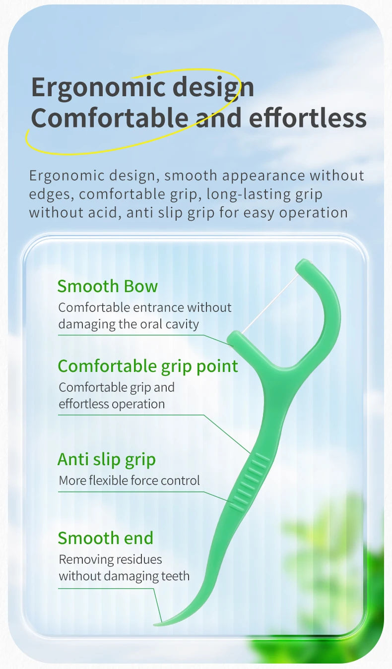 300pcs Mint Adult Dental Floss Sticks - Ultra-Fine Flosser Home Set - Portable Toothpick Thread Dental Floss Box