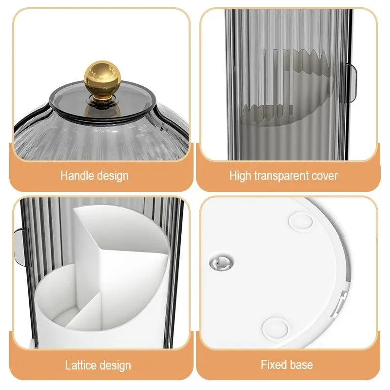 360° rotary makeup brush holder with cover Luxury cosmetics lipstick eyebrow pencil holder eye shadow storage box