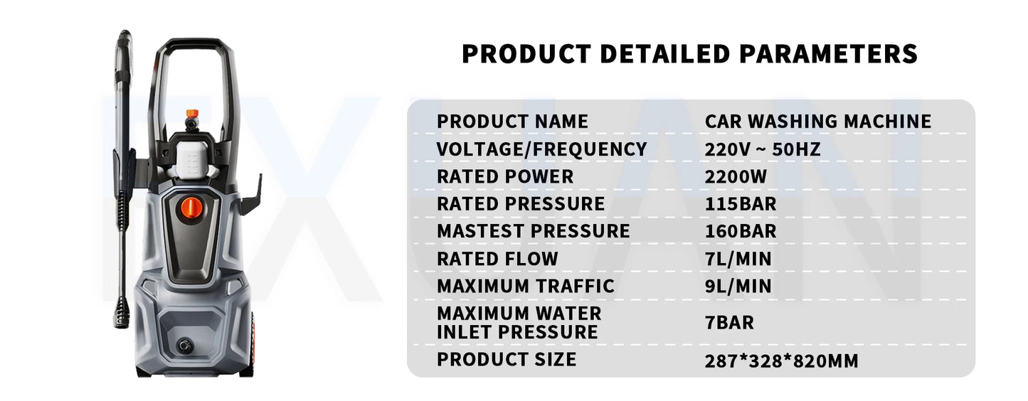 1400W/1800W/2200W Car Washing Machine High Pressure Water Gun 220V Booster Water Pump Floor Cleaning Machine Portable Car Washer