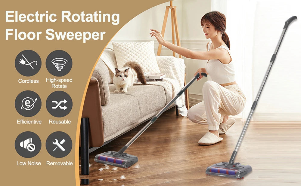 Wireless Mop Cleaner Electric Rotating Floor Sweeper Handheld Edge-cleaning Floor Cleaning Machine With LED Headlight