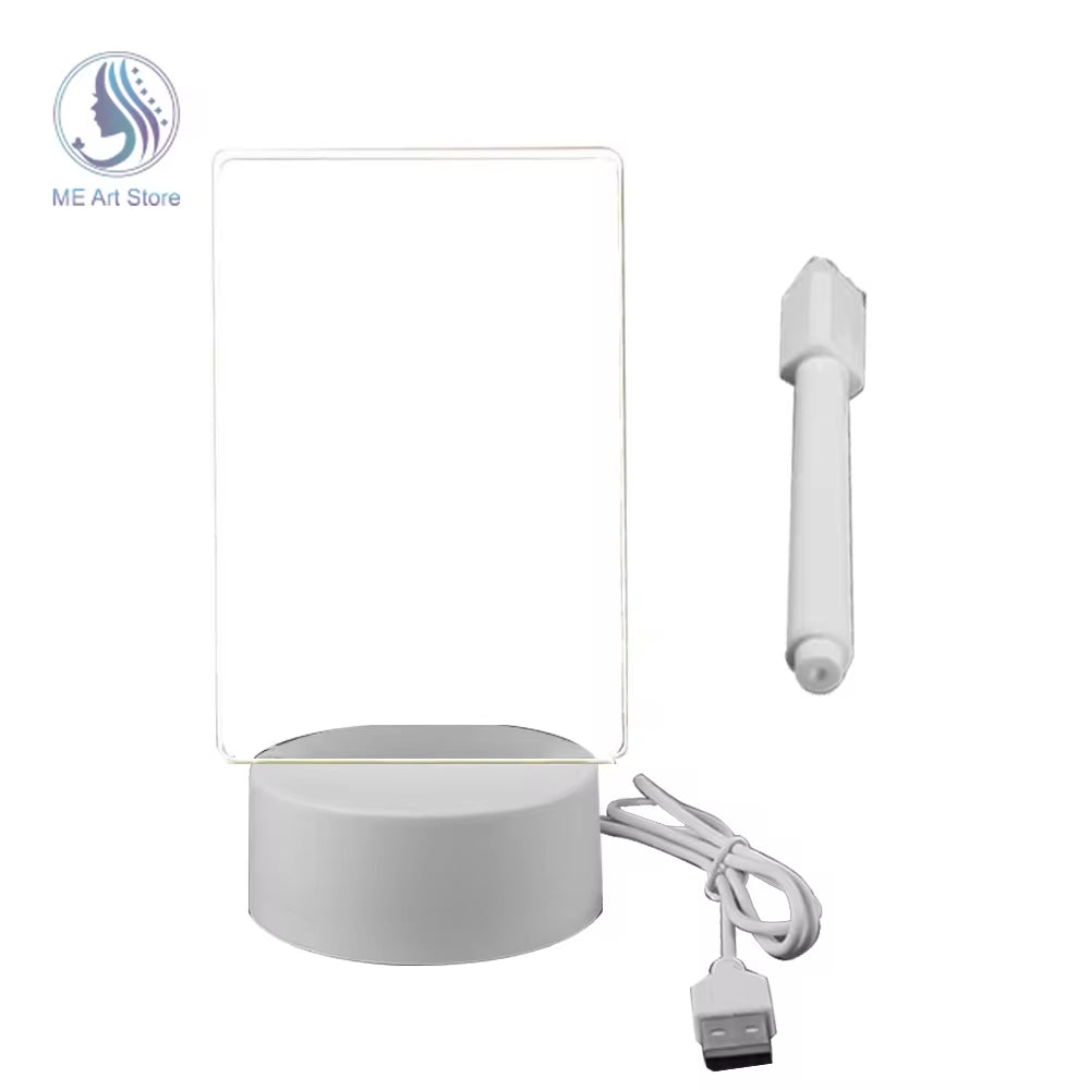 LED Writable Message Board Night Lamp with Pen - USB Plug-In Creative Gift for Children and Loved Ones